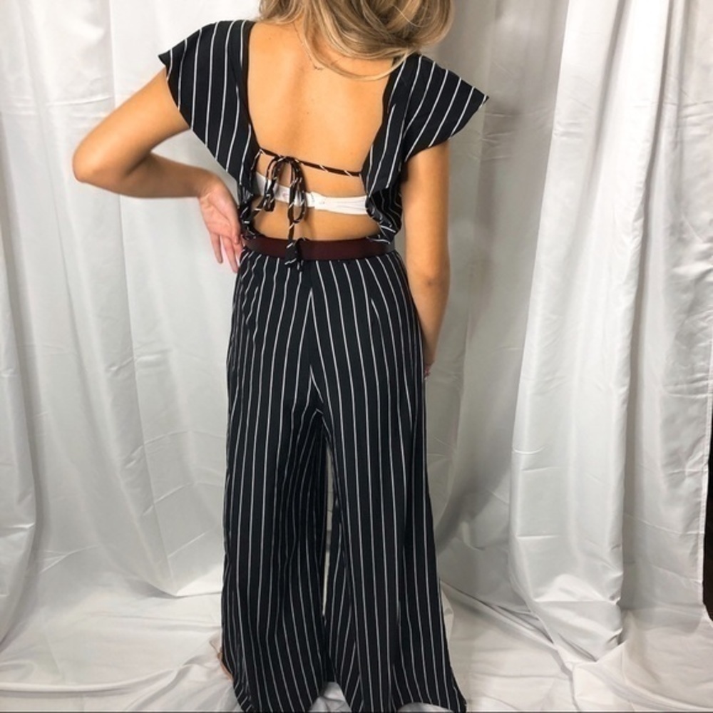 Stripped jumpsuit wide leg pants - Picture 11 of 12